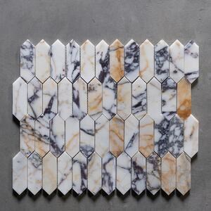 Arabescato Violet Marble Polished Pillar Mosaic 30.5 x 28 cm