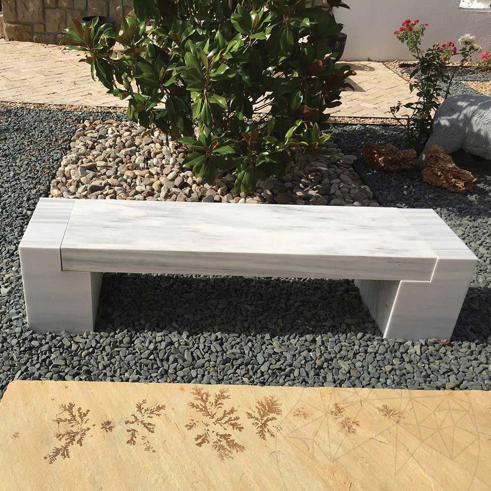 Kavala Marble Garden Bench (165 x 40 x 40 cm)