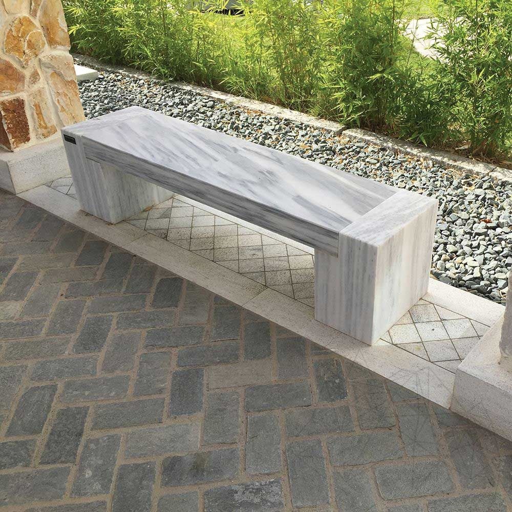 Kavala Marble Garden Bench (165 x 40 x 40 cm)