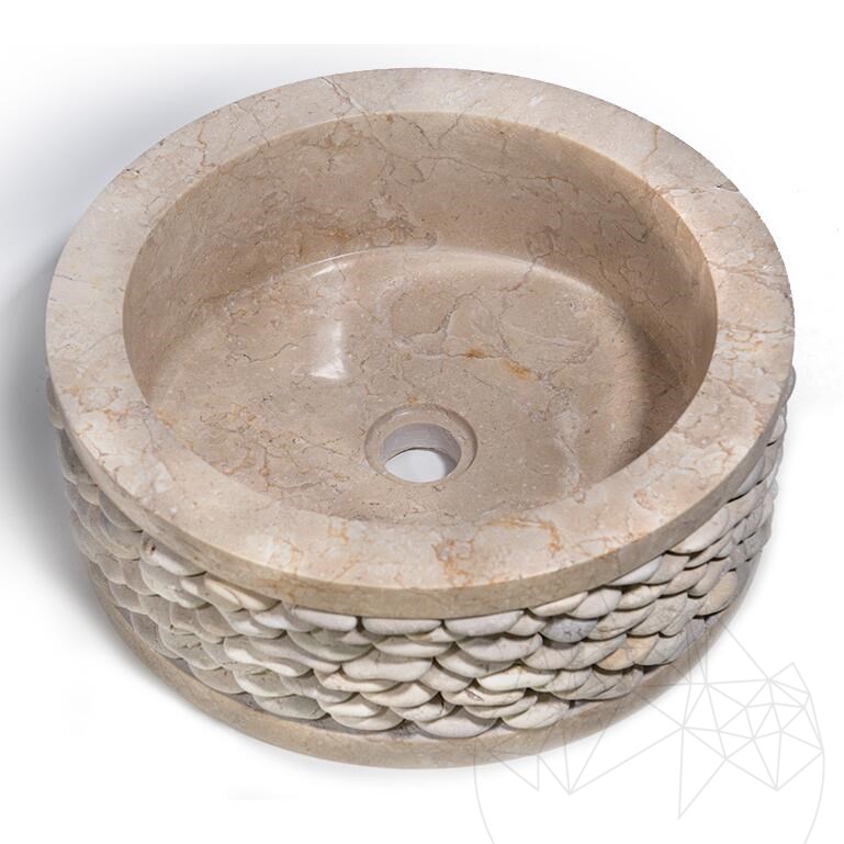 Bathroom Sink Beige Marble Circles