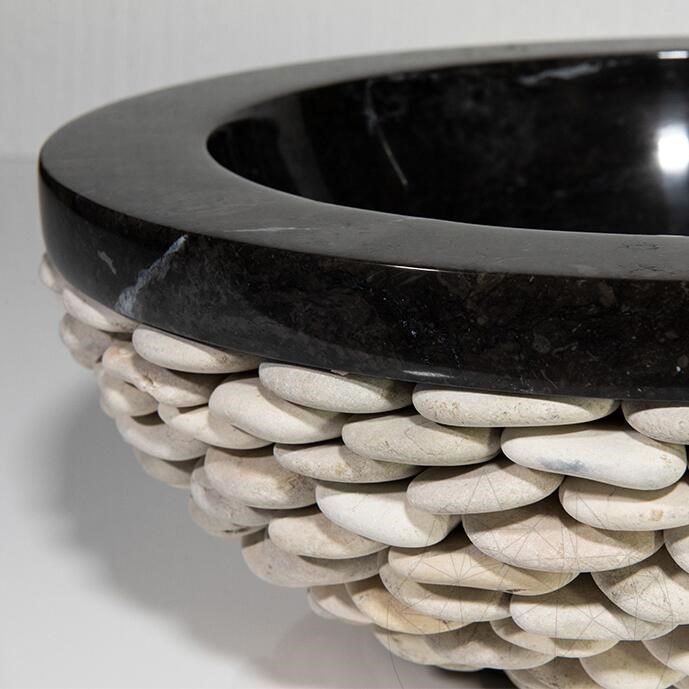 Bathroom Sink Black Marble Pebbles