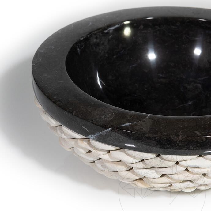 Bathroom Sink Black Marble Pebbles