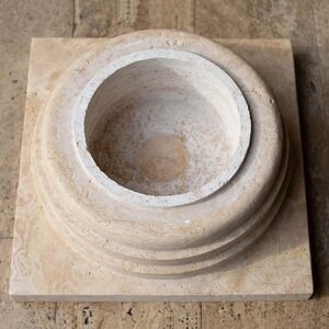 Romano Classic Riven Travertine Column Base, 60 x 60 x 20 cm