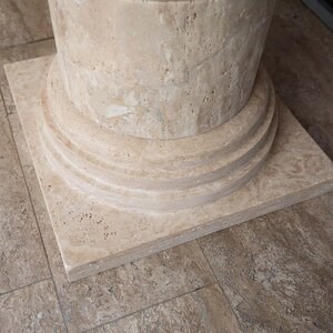 Romano Classic Riven Travertine Column Base, 60 x 60 x 20 cm