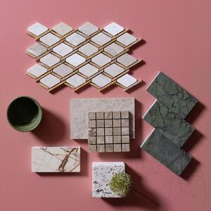 Beige Marble & Yellow Travertine Polished Maze Mosaic 30.5 x 30.5 cm