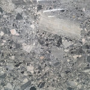 Breccia Black Polished Marble Slab, 2 cm