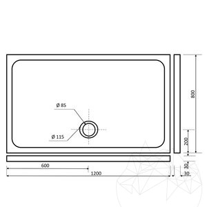 Shower Tray - Silver Travertine ULTRA FLAT, 120 x 80 x 3 cm