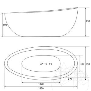 Autograph Bathtub Faro Arabescato Marble, 185 x 86 x 70 cm