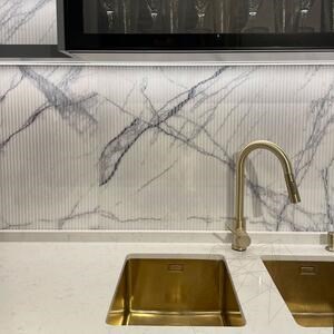 Calacatta Lilac Polished Ribbed Marble Slab 2 cm