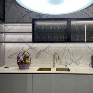 Calacatta Lilac Polished Ribbed Marble Slab 2 cm