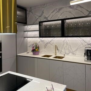 Calacatta Lilac Polished Ribbed Marble Slab 2 cm