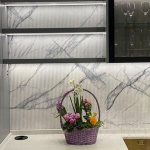 Calacatta Lilac Polished Ribbed Marble Slab 2 cm