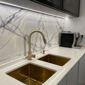 Calacatta Lilac Polished Ribbed Marble Slab 2 cm