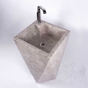 Bathroom sink - Tao Leros Tundra Grey Marble 45 x 82 cm