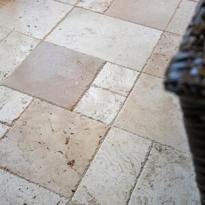 Classic Cross Cut Brushed & Chiseled Edge Travertine Unfilled French Pattern Set 1.2 cm