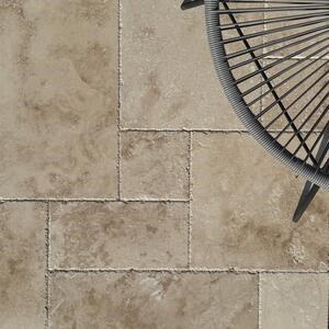 Classic Cross Cut Brushed & Chiseled Edge Travertine Filled French Pattern Set 1.2 cm