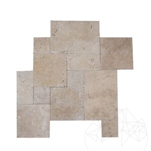Classic Cross Cut Tumbled Travertine Mini French Pattern Set 1 cm