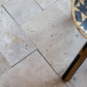 Classic Cross Cut Tumbled Travertine Mini French Pattern Set, 3 cm