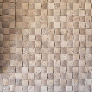 Classic & Noce Tumbled Travertine 3D Pillow Mosaic, 5 x 5 cm