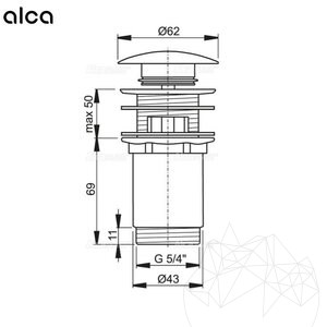 Alca Plast Click clack bathroom sink waste (chrome-plated brass, 5/4", no overflow, large plug)