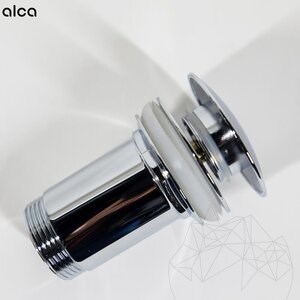 Alca Plast Click clack bathroom sink waste (chrome-plated brass, 5/4", no overflow, large plug)