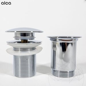 Alca Plast Click clack bathroom sink waste (chrome-plated brass, 5/4", no overflow, large plug)