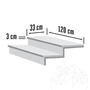 Crema Royal Brushed Marble Step (bevelled 1L), 120 x 33 x 3 cm