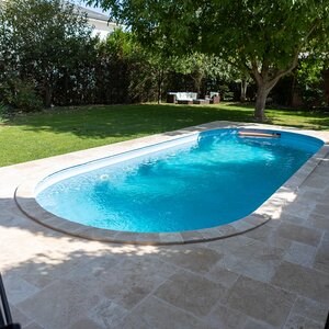 Classic Cross Cut Brushed & Chiseled Edge Travertine French Pattern Set, 3 cm
