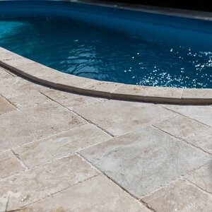 Classic Cross Cut Brushed & Chiseled Edge Travertine French Pattern Set, 3 cm