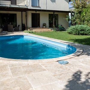 Classic Cross Cut Brushed & Chiseled Edge Travertine French Pattern Set, 3 cm