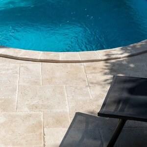 Classic Cross Cut Brushed & Chiseled Edge Travertine French Pattern Set, 3 cm