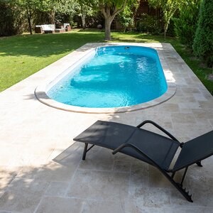 Classic Cross Cut Brushed & Chiseled Edge Travertine French Pattern Set, 3 cm