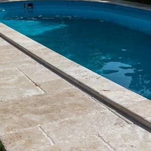 Classic Cross Cut Brushed & Chiseled Edge Travertine French Pattern Set, 3 cm