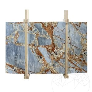 Fantastic Blue Polished Marble Slab, 2 cm
