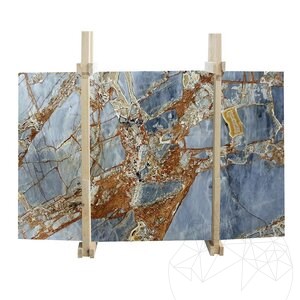 Fantastic Blue Polished Marble Slab, 2 cm