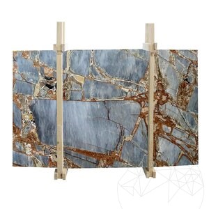 Fantastic Blue Polished Marble Slab, 2 cm