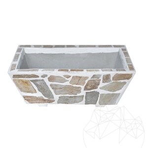 Rustic Concrete Planter, 100x50 cm - Plated with Rhodos Polygonal Stone | Ideal for Flowers in Garden, Terrace and Alley