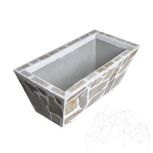 Rustic Concrete Planter, 100x50 cm - Plated with Rhodos Polygonal Stone | Ideal for Flowers in Garden, Terrace and Alley