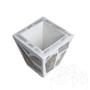 Rustic Concrete Planter 30x40 cm - Plated with Rhodos Polygonal Stone | Ideal for Flowers in Garden, Terrace and Alley