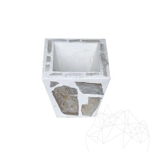 Rustic Concrete Planter 30x40 cm - Plated with Rhodos Polygonal Stone | Ideal for Flowers in Garden, Terrace and Alley