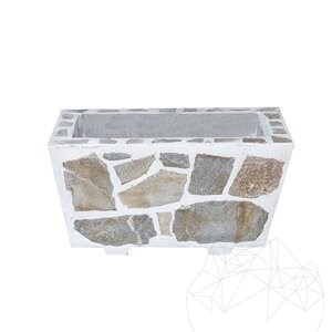 Rustic Concrete Planter, 30x60 cm - Plated with Rhodos Polygonal Stone | Ideal for Flowers in Garden, Terrace and Alley