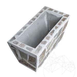 Rustic Concrete Planter, 30x60 cm - Plated with Rhodos Polygonal Stone | Ideal for Flowers in Garden, Terrace and Alley