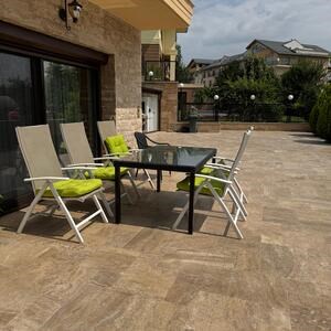Latte PREMIUM Brushed Travertine French Pattern Set 3 cm
