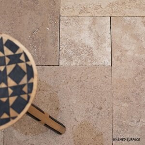 Latte PREMIUM Tumbled Travertine French Pattern Set 1.2 cm