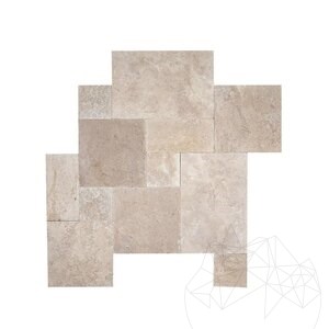 Latte PREMIUM Tumbled Travertine French Pattern Set 1.2 cm