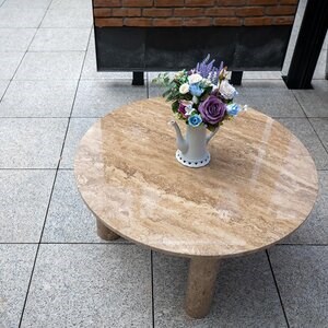 Latte Travertine Coffee Autograph Table