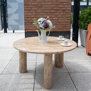 Latte Travertine Coffee Autograph Table