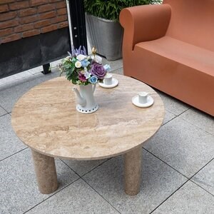 Latte Travertine Coffee Autograph Table