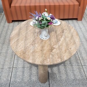 Latte Travertine Coffee Autograph Table