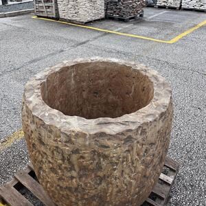 Limestone Planter – Natural Stone Planter for Flowers & Ornamental Trees, Indoor/Outdoor, 75 x 75 x 70 cm